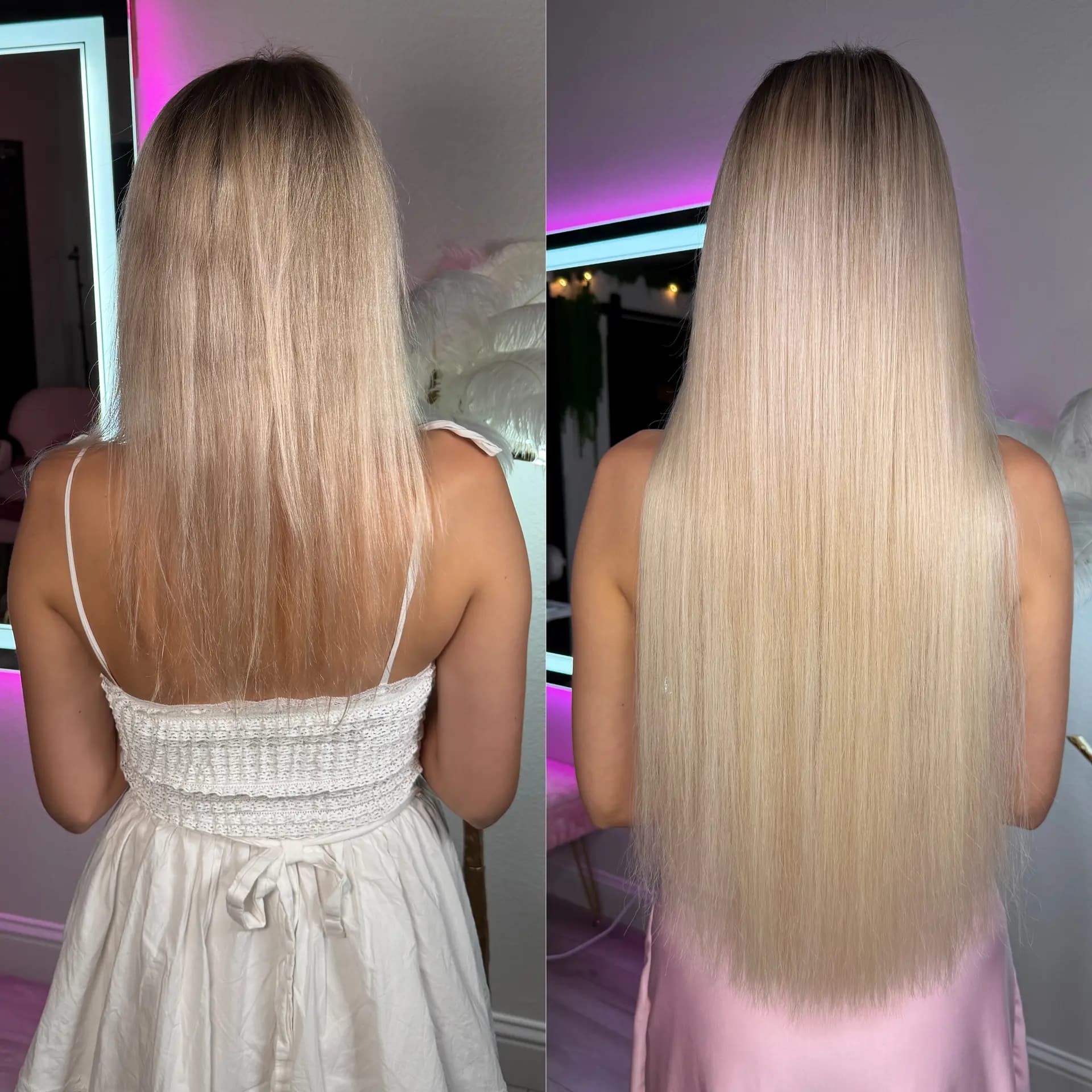 K-Tip hair extensions before and after - Hair by Anya Sacramento